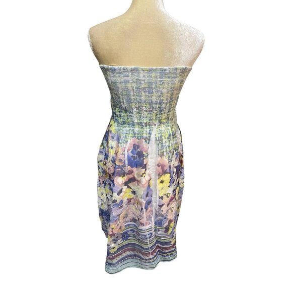 Anthropologie Lapis Blue Floral Smocked Convertible Dress/Maxi Skirt One Size - Picture 2 of 5